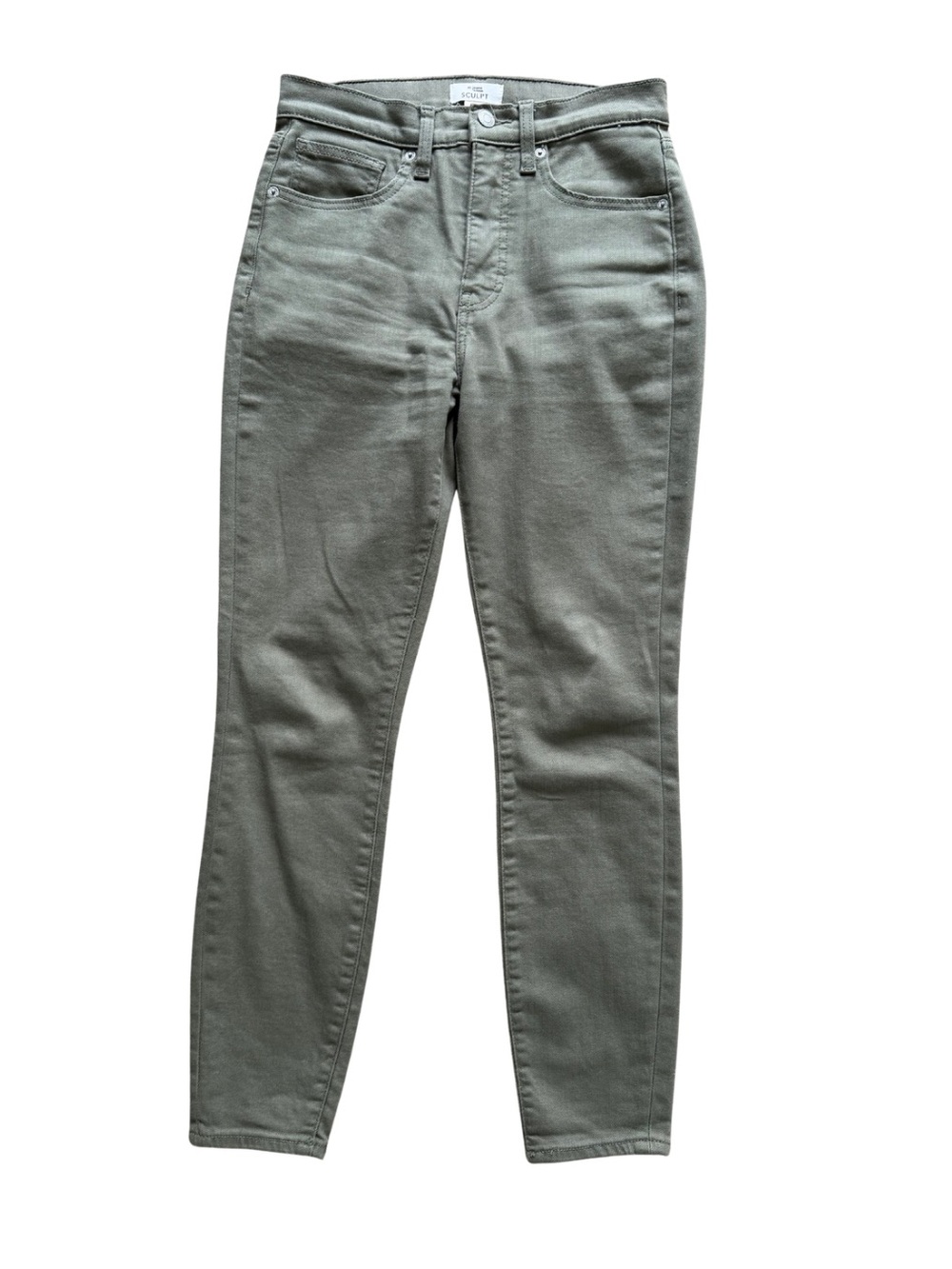 High-Rise Slim Jeans in Olive Green